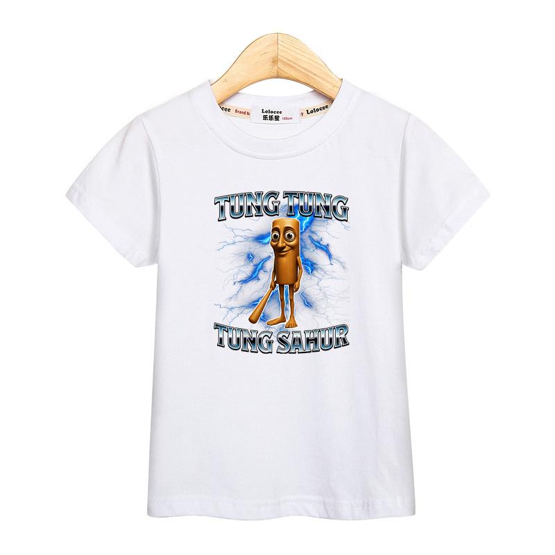 Children Summer Shirt Italian Brainrot Cartoon T-shirt for Boys AI Printed Top Short Sleeved Tees