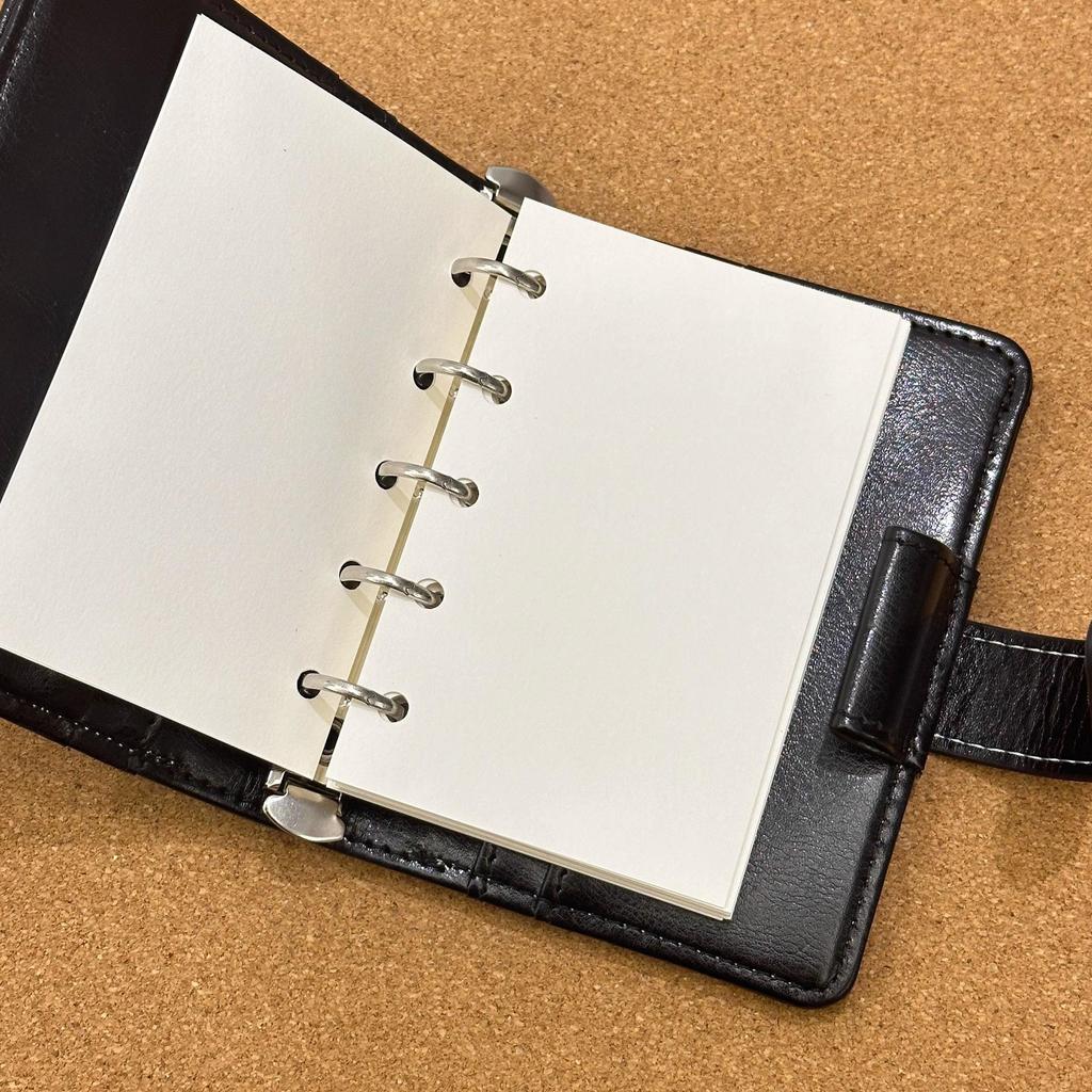 M5 Black Leather Handmade Loose-Leaf Journal: Student Check-in Diary and Schedule Planner