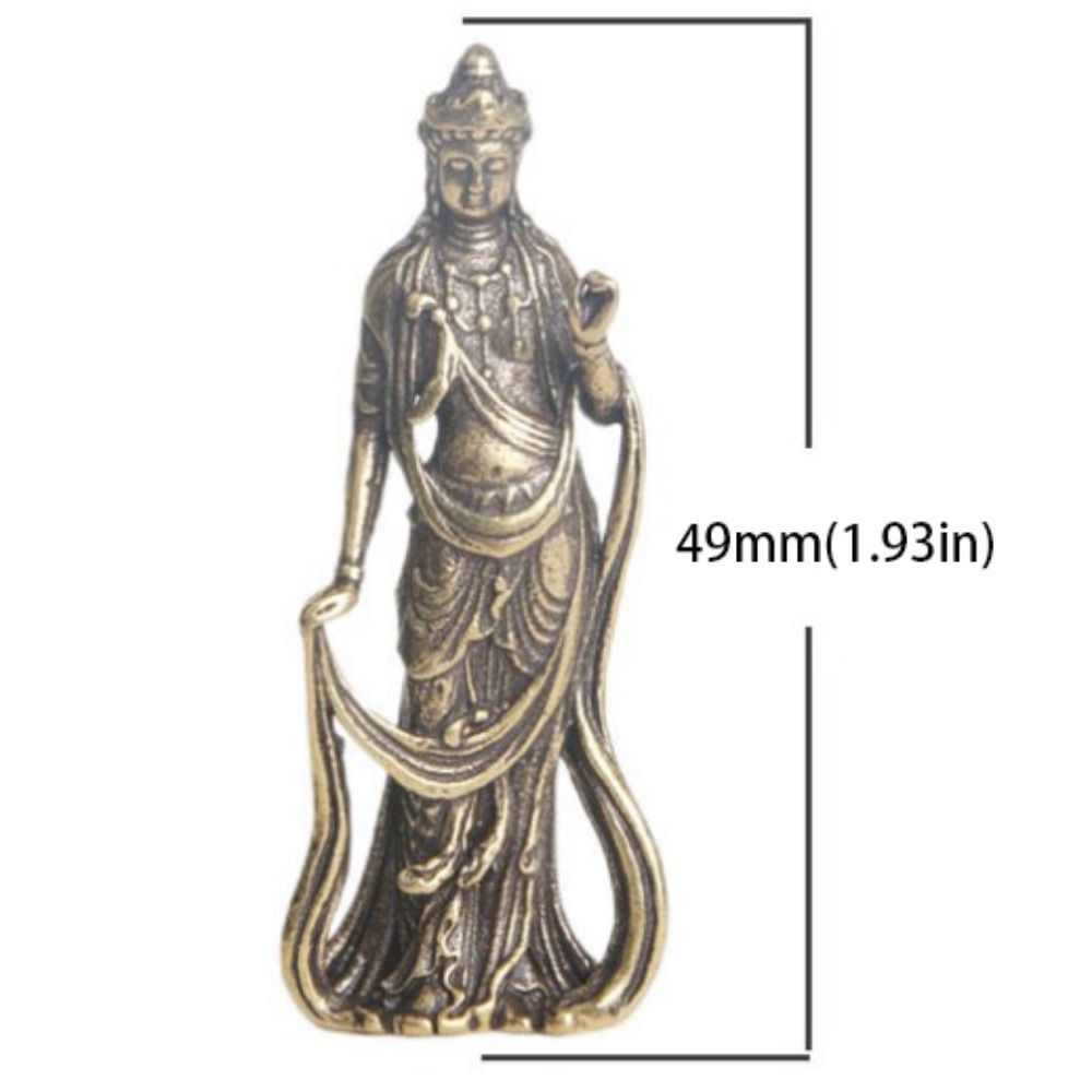 Copper Bodhisattva Statue Antique Standing Bodhisattva Ornaments Guan Yin Buddha Sculptures  Desk