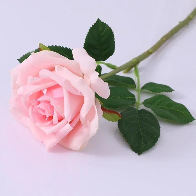 10Pcs/lot Moisturizing Rose Artificial Flowers Bridal Bouquet Real Touch Roses Wedding Decor Home Party Table Flower Arrangement
