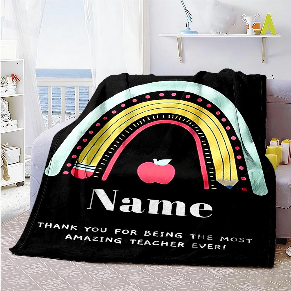 Teacher's Day Gift Personalized Text Blanket Throw Customizable Blanket Durable Comfort Versatile for Bedding Chair Couch Living Room