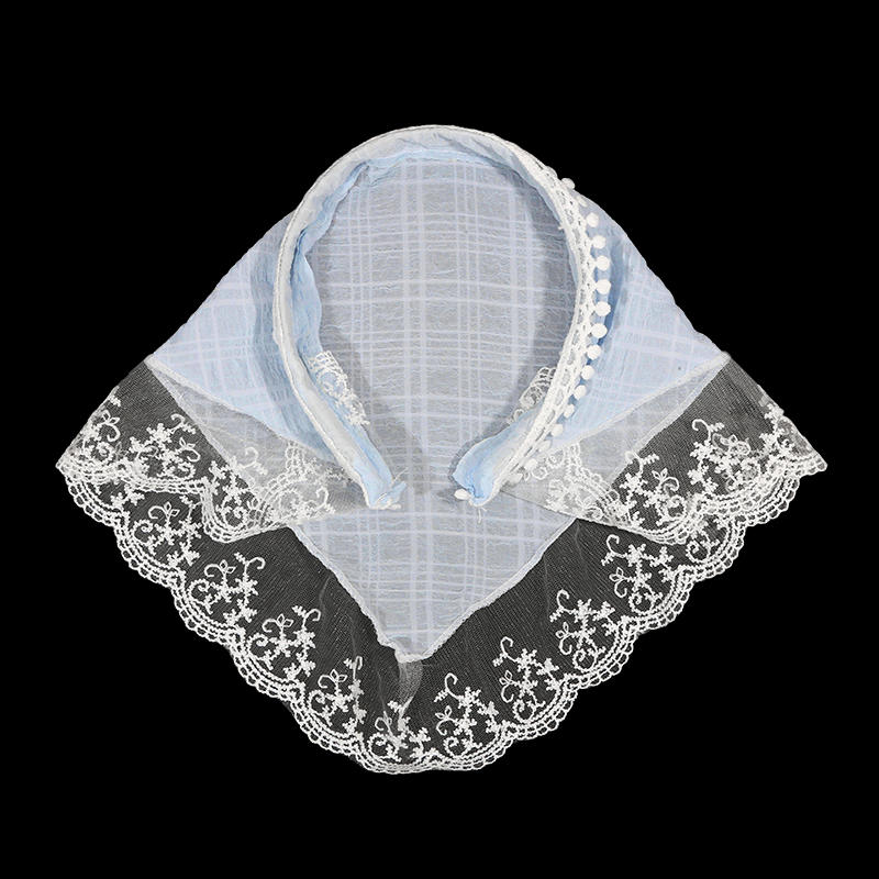 Retro Koronkowa Bandana Opaska na Głowę Z Nadrukiem Szalik na Włosy Bohemia Trójkątna Chusta na Głowę Białe Opaski do Włosów dla Kobiet Dziewczyn Moda Słodka Chusteczka