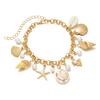 Women's Bohemian Faux Shell Multi-Pendant Gold Anklet, Starfish & Pearl Foot Chain