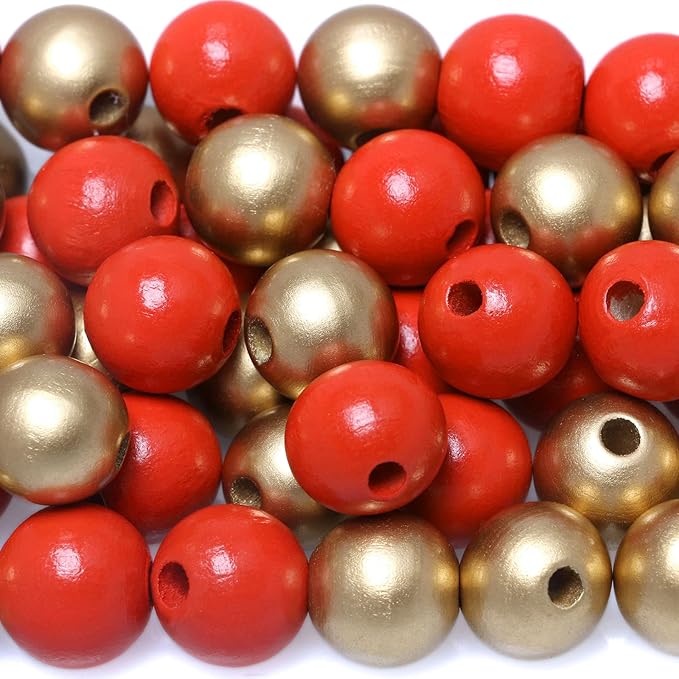 

100 Beads 16mm Wooden Loose Spacer Beads for Crafts Making, Colorful Farmhouse Wooden Beads for Home Decor 16MM