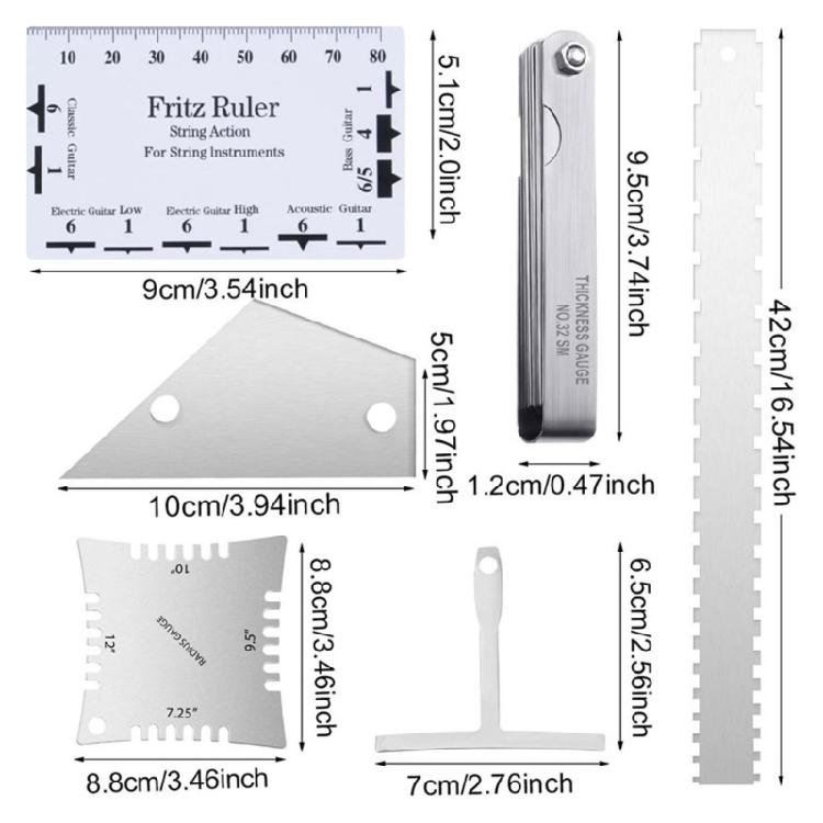 Gitarrensaiten-Abstandsmesser Gitarrenlineal Doppelseitiges Saitenabstandslineal Messwerkzeug für Gitarre Mandoline Banjos