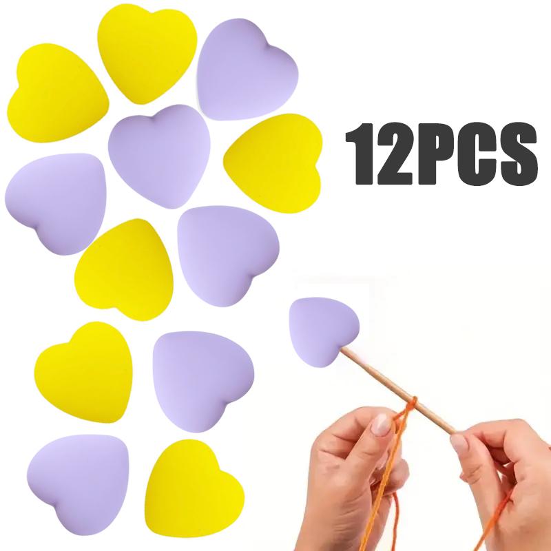 8/10/12PCS Multicolor Heart Stitch Needle Tips Stoppers Silicone Knitting Needle End Caps Cute Knitting Needle Point Protectors
