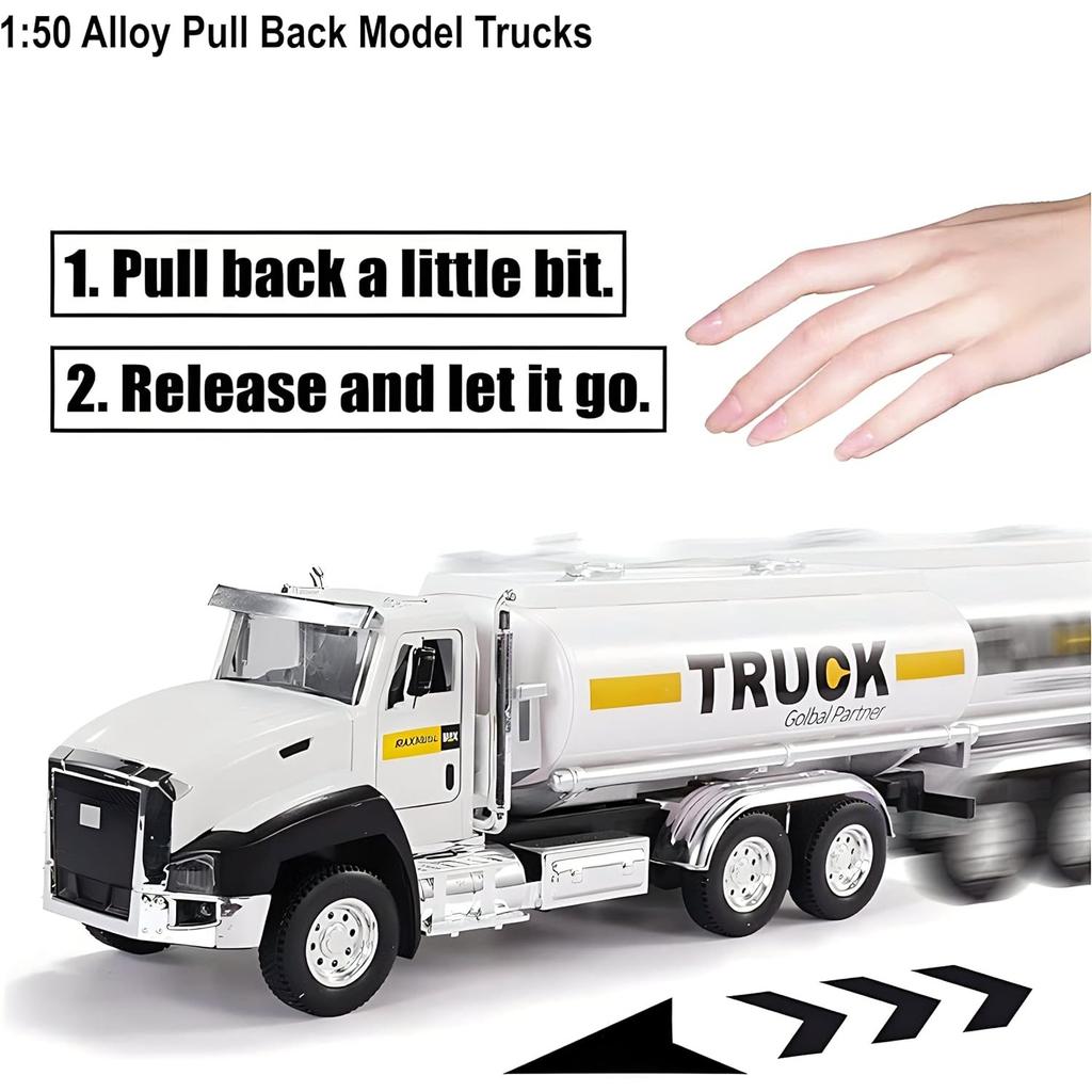 1/50 Scale Metal Scales City Die-casting Garbage Trucks, Large Toy Garbage Trucks, Oil Tankers and Toy Transport Vehicles with Rear Traction