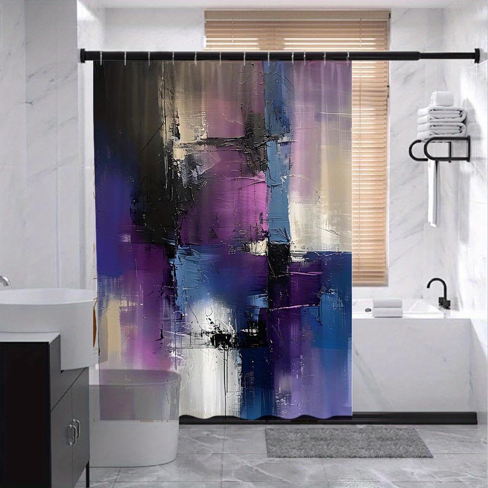 Abstract Art Bath Curtain - Bold Colors & Modern Design, Waterproof Home Decor Adds Contemporary Style To Your Bathroom