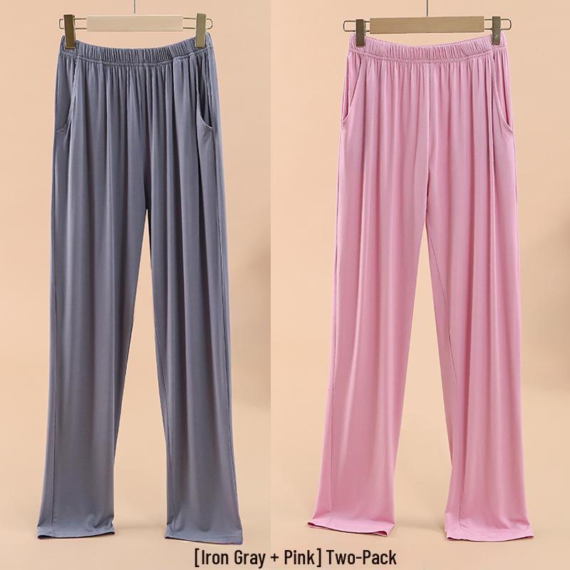 Damen Modal Locker Fallende Pyjamahose - Große Größe, Dünne Eisseide, Lässige Frühling/Sommer Hose