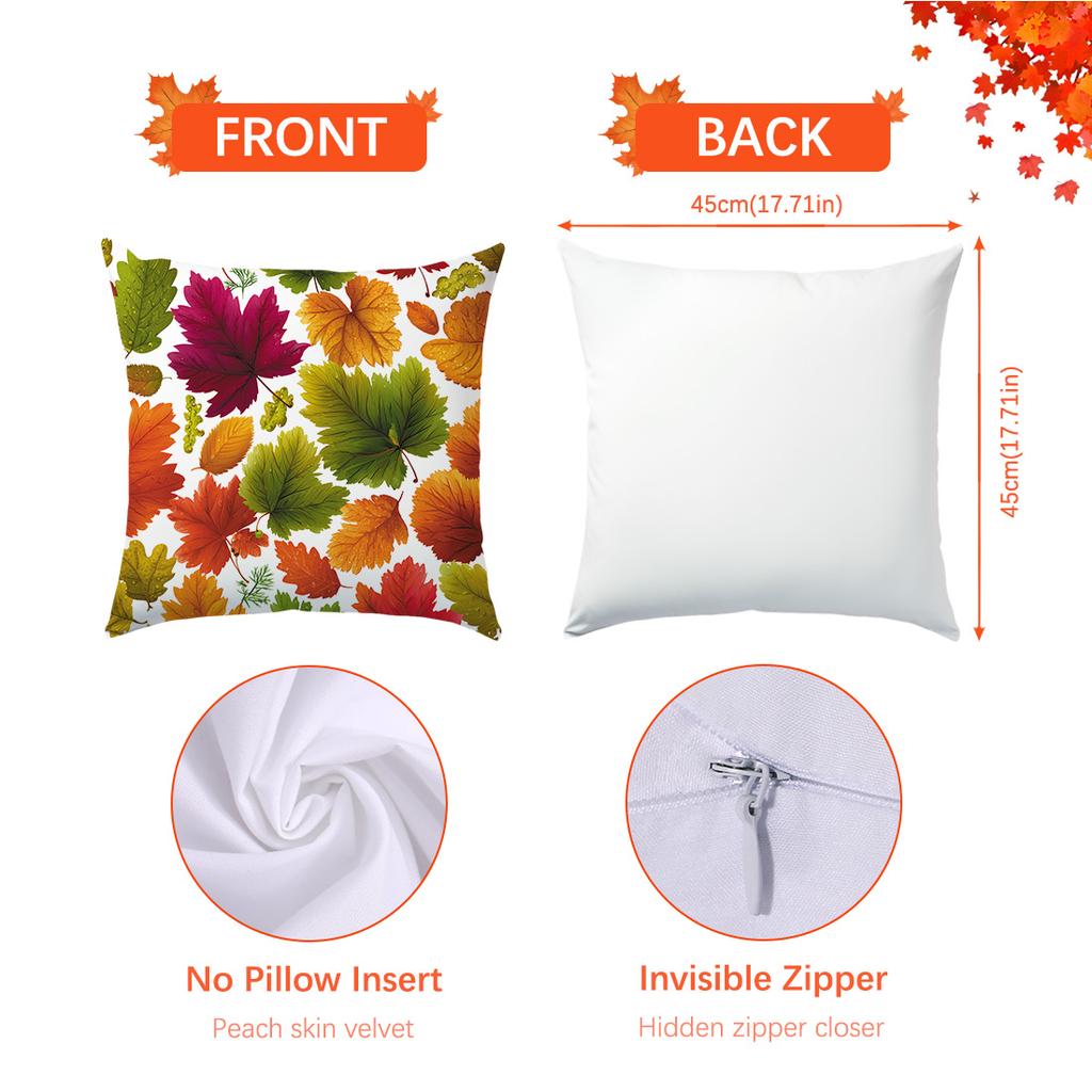 45*45cm Autumn Cushion Cover Halloween Throw Pillow Cover Autumn Maple Fall Decorative Soft Plush Pillowcase for Couch Pillow