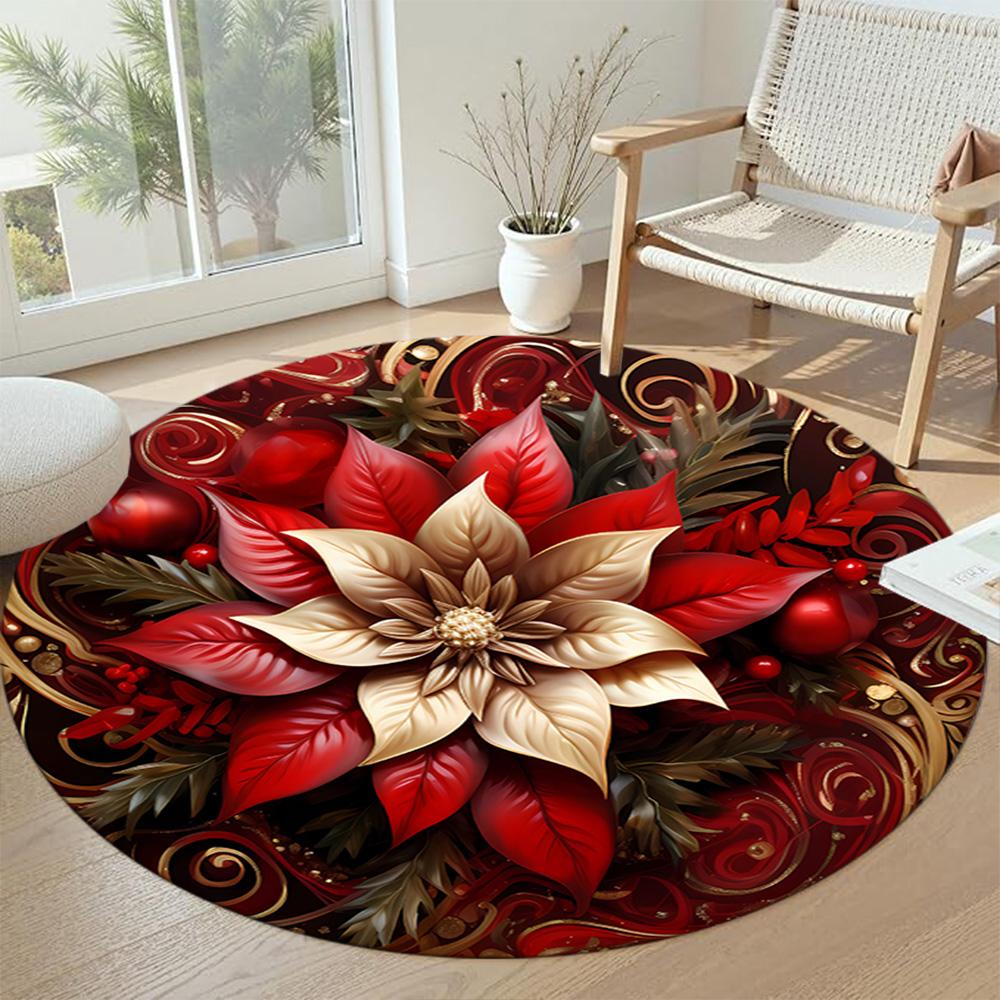 Christmas Round Carpet Perfect for Foyer Outdoor Kitchen Dining Room Anti-slip Round Rug Anime Office Decor Perfect Gift for Friends Family