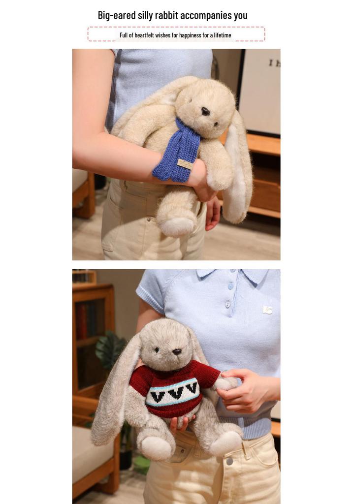 Easter Bunny Plush Toy: Long-Eared Chubby Rabbit Doll for Kids