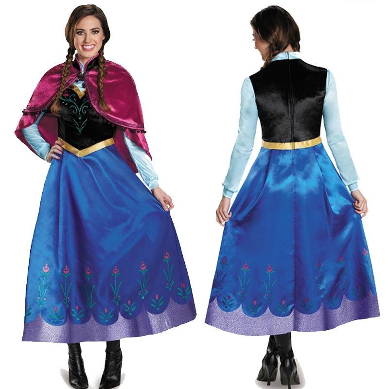 Costume Halloween Adulto Frozen Cosplay Maschera Vestito Principessa Elsa Anna Vestito