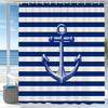 Modern Blue Stripes Sailing Style Shower Curtain, Bathroom Decorative Shower Curtain, Printed Fabric Shower Curtain With Hooks