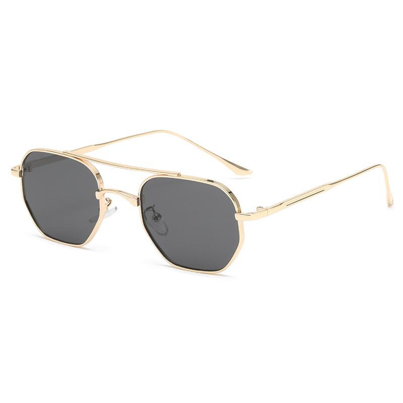 New Fashion Double Bridge Metal Frame Sun Glasses  Driving Sunglasses Male Vintage Black Pilot Eyeglasses UV400 Female