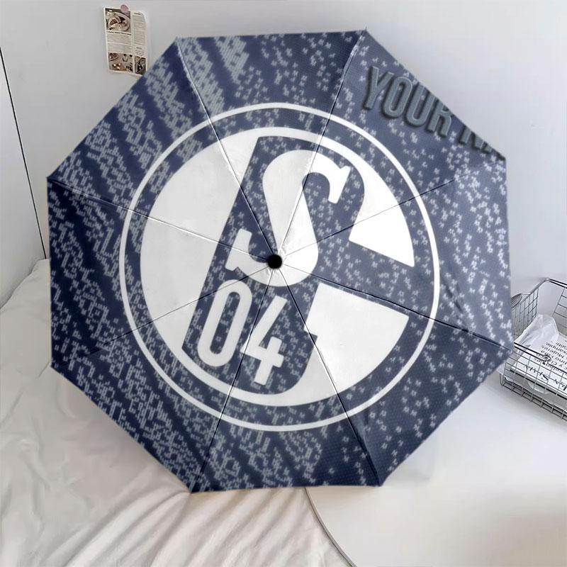 1 PC Automatic Folding Umbrella - FC Schalke 04 Custom Name Pattern, Portable & Foldable Design with 8 Ribs, Christmas Birthday Gifts