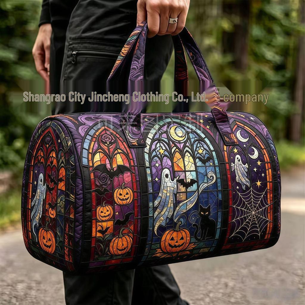 3D Gothic Buntglasdruck Halloween Sporttasche - Multifunktionale Reisetasche