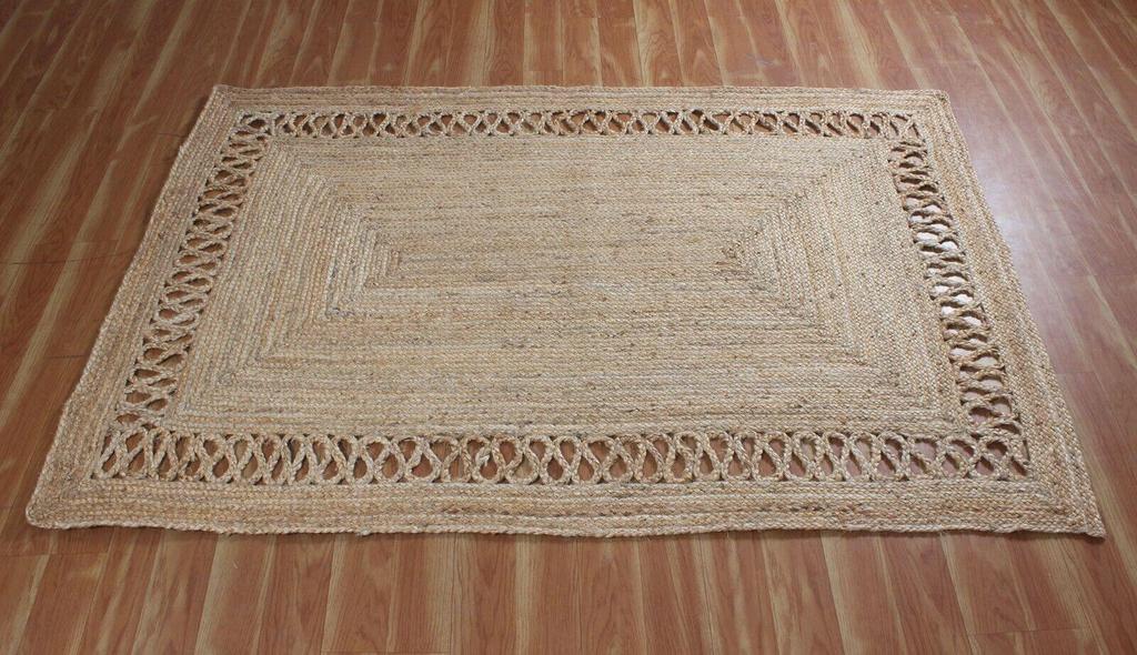 Jute Rectangle Rug Handmade Natural Rug for Any Space Look Rustik Decor For Any Space Area