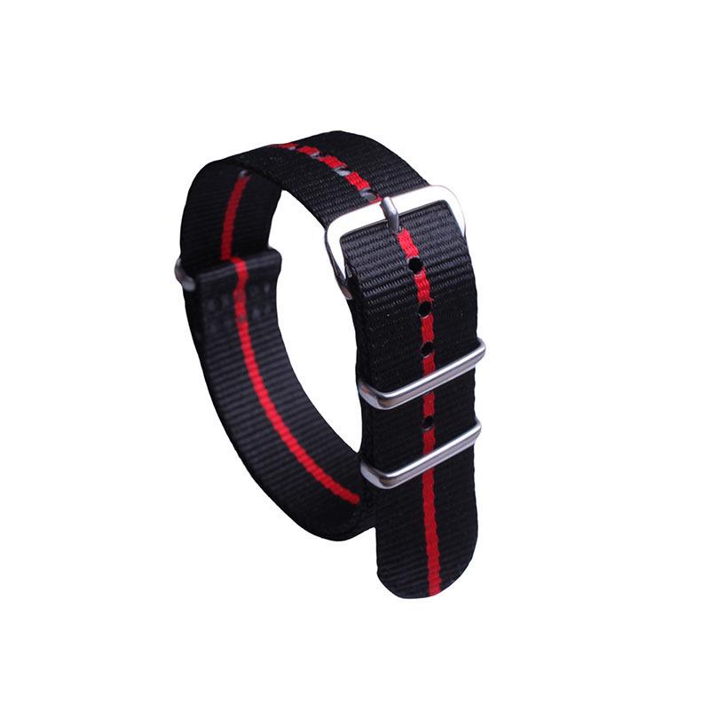 Бесшовный нейлоновый ремешок для часов с полированной серебристой пряжкой 18mm