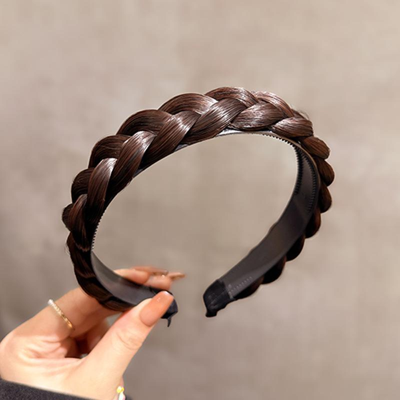 Neues Handgefertigtes Elegantes Fischgrätenzopf-Perücken-Haarband für Damen, All-Match, Erweitertes Geflochtenes Netz-Rot-Zopf-Haarband, Haarnadel-Accessoires