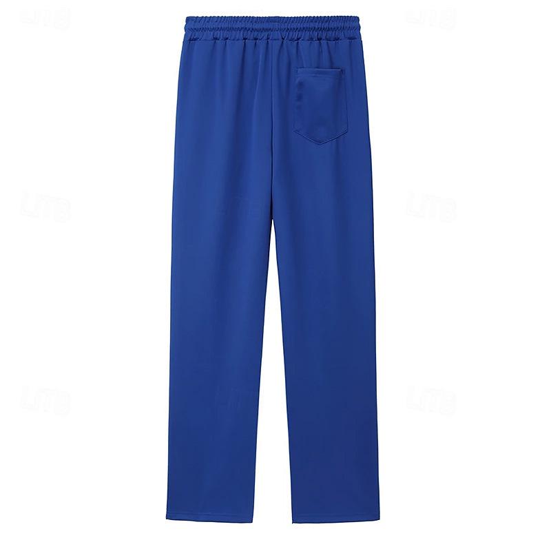 Men's Casual Quick-Dry Jogging Pants - Color Block, Loose Fit, Breathable Fabric with Drawstring Waist