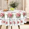 Pastoral Pink Flower Cloth Round Table Cloth, Vintage Lace + Floral Pattern, Household Table Cloth, Restaurant Decoration
