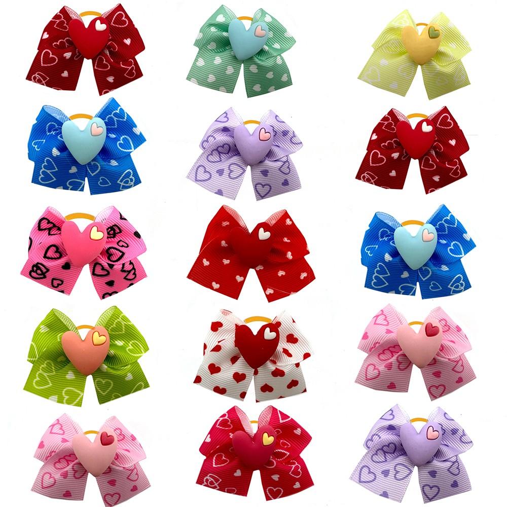 50/100pcs Valentine's Day Pet Dog Hair Bows for Puppy Small Dogs Grooming Bows Dog Hair Accessories Pet Supplies Pink Bows