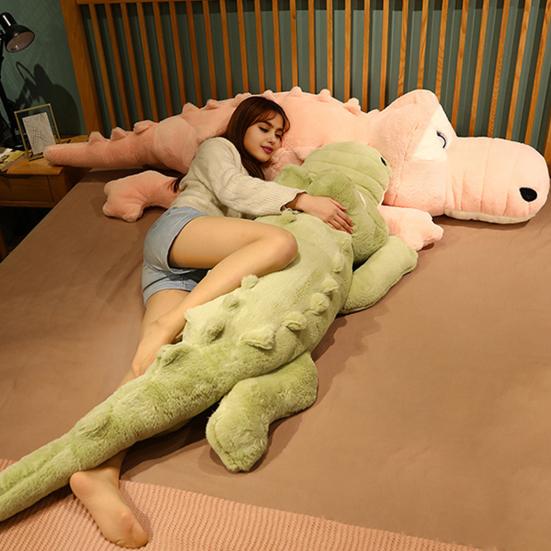 Giant Plush Crocodile Toy 120/150/200cm Extra Long Crocodile Pillow Fluffy Soft Stuffed Animal Large Huggable Body Pillow for Kids Adults