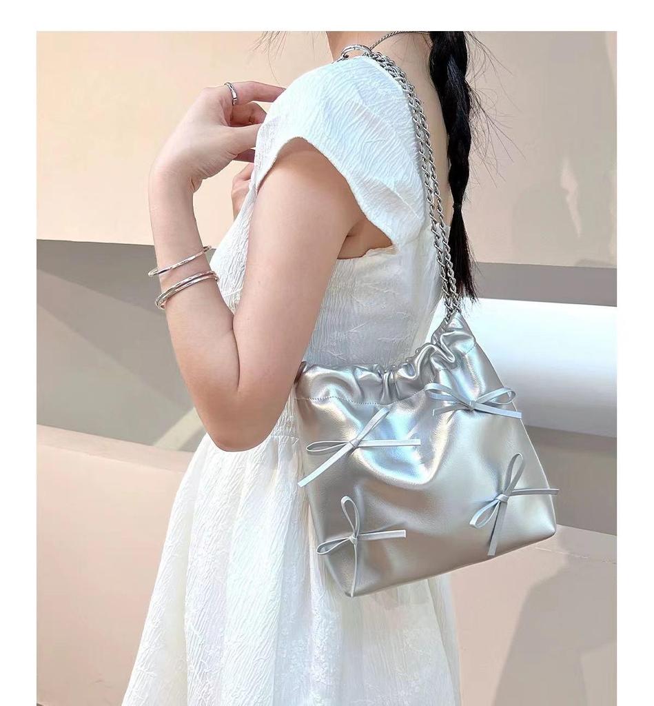 Y2K Drawstring Bow Bag: Soft Leather, Large Capacity, Cute Versatile Shoulder Commuter Bag (2025)