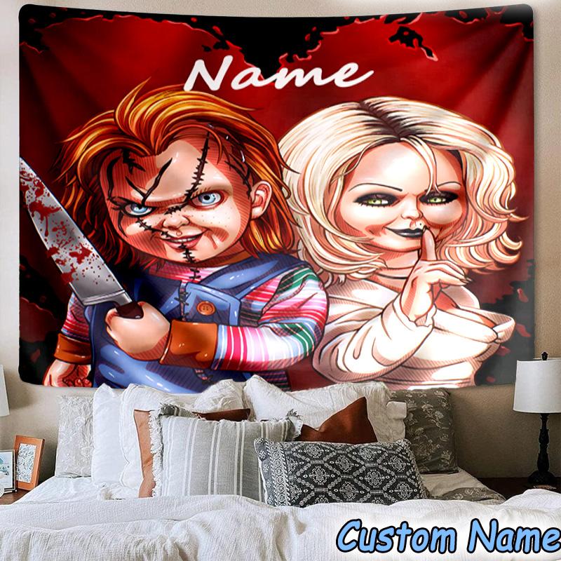 Custom Name Tapestry Chucky Tapestry, Unique Design Tapestry, Suitable for Bedroom,Livingroom, Playroom,Heartwarming Fan Holiday Gifts