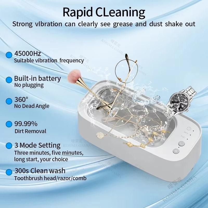 Portable Ultrasonic Cleaning Machine USB Powered High Frequency Vibration Multi-Purpose Wash For Jewelry Glasses Braces Dentures