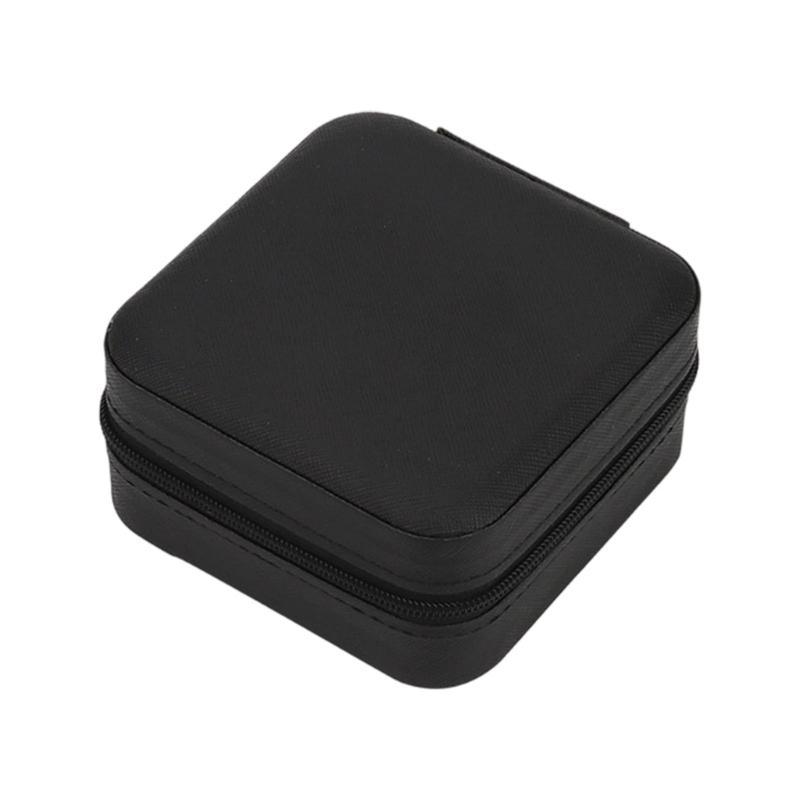 Jewelry Storage Box with Mirror, Compact Travel Case with Ring Rolls, Necklace Hooks and Zip-Around Closure Design