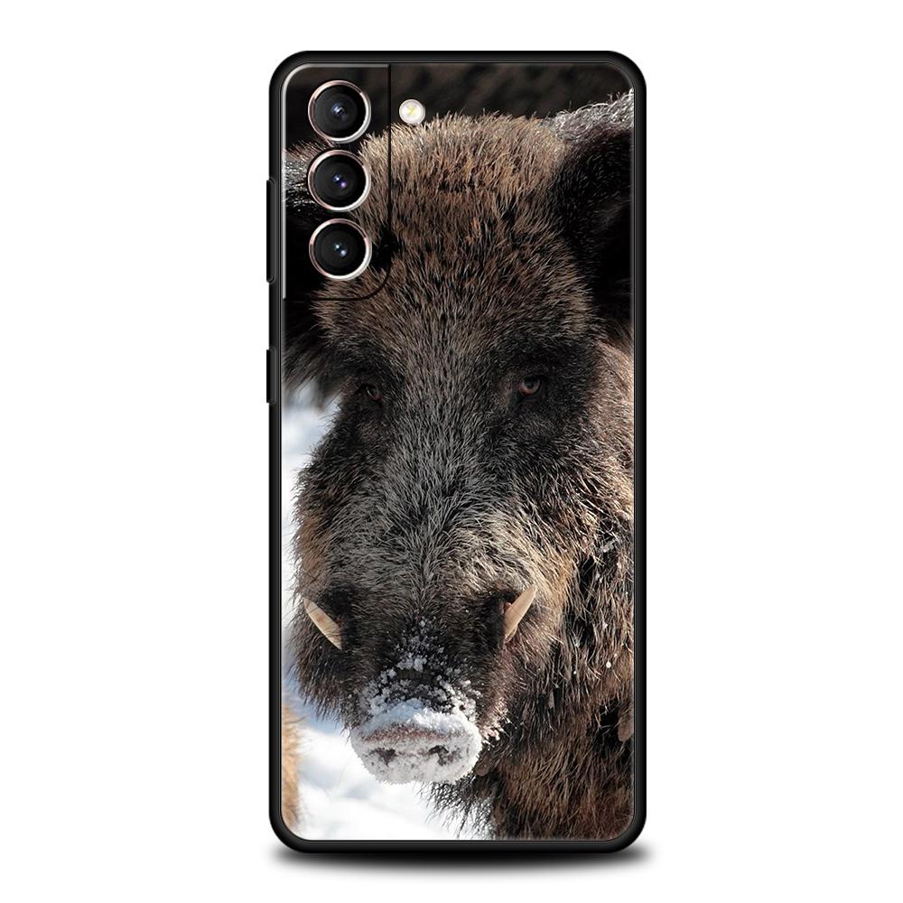 Animal Wild Boar Phone Case For Samsung Galaxy S25 S24 S23 S22 Ultra S20 S21 FE 5G S10 S9 Plus S10E Soft TPU Cover