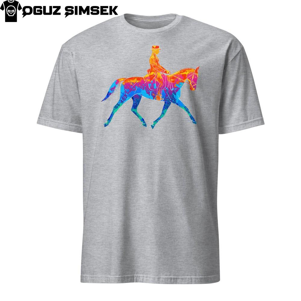 

Abstract Colorful Silhouette Equestrian Jockey Horse Shooting Ball T-Shirt Tee 2XL