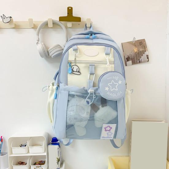Girls Laptop Backpack Waterproof Backpack with Transparent Front Pocket Large Capacity Backpack with Padded Straps for School Street Travel