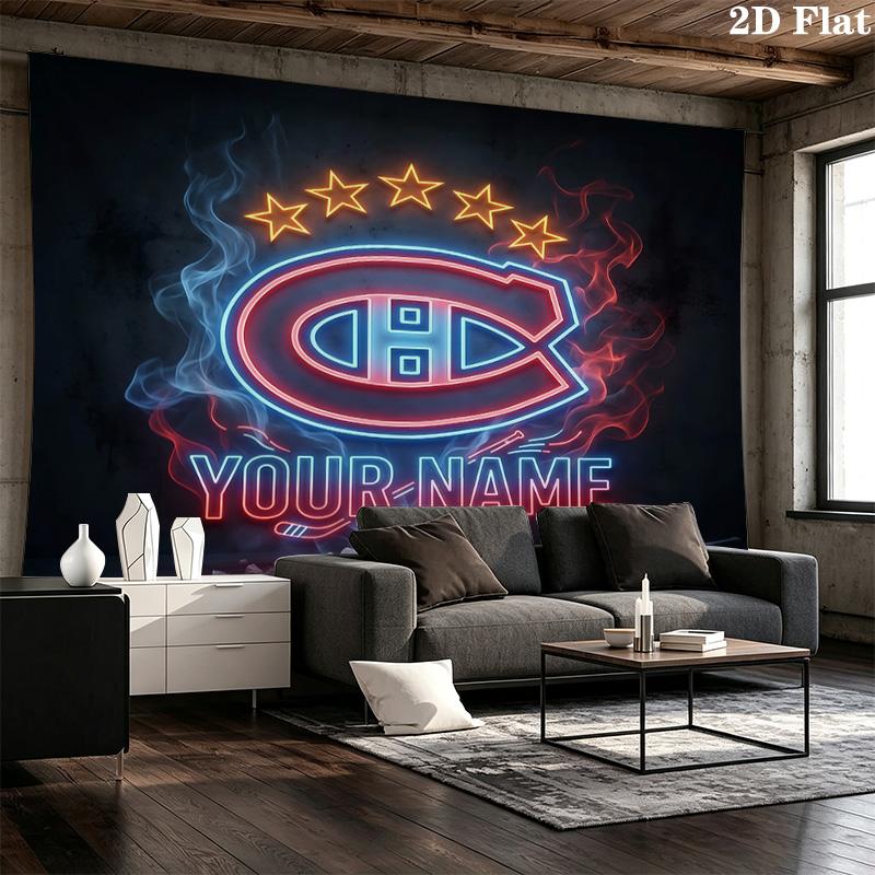 Custom Name Montreal CanadiensPrinted Tapestry – Wall Hanging for Bedrooms, Dorms, and Home Decor