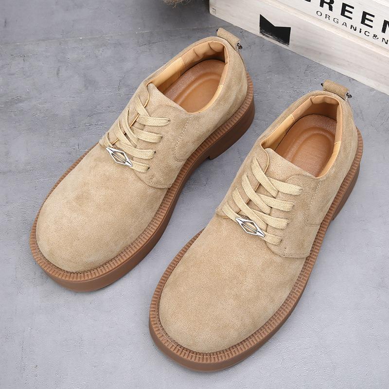 High mercerized flip fur Mickey Derby shoes men's rhubarb boots thick soles increase height casual tooling big head leather shoes tide