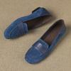 Retro Round Toe Faux Suede Low Heel Pumps Women Fashion Sewing Patchwork Design Loafers Elegant Comfort Commuting Office Shoes