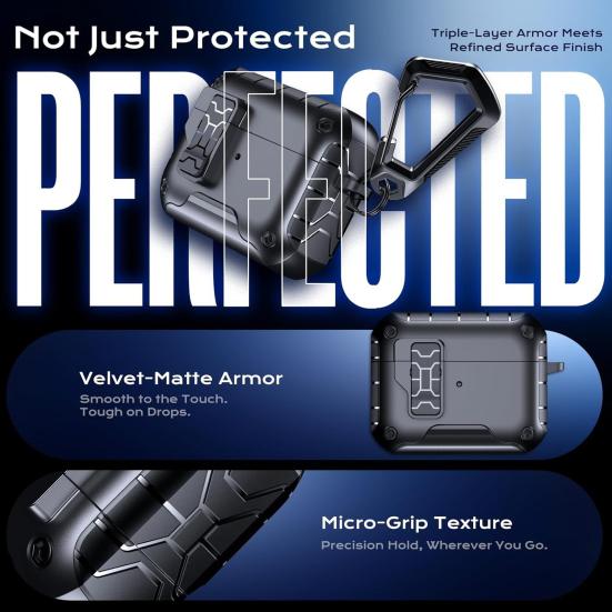 2Pcs Earbud Protective Case for AirPods Pro 3 Charging Case Shockproof Wireless Earphone Cover Protector Shell Skin with Safety Lock Phone Holder