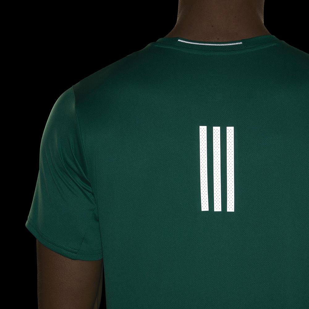 adidas Camiseta de Corrida com Faixa Refletiva nas Costas Tops Masculinos Verde Grama IB8942