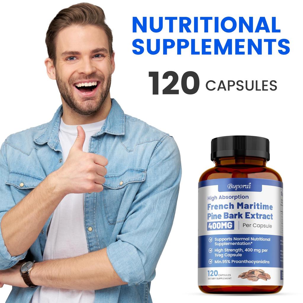 Estratto di Corteccia di Pino Marittimo Francese 400mg per Capsula Vegetale, Bioperina OGM-Free Vegano
