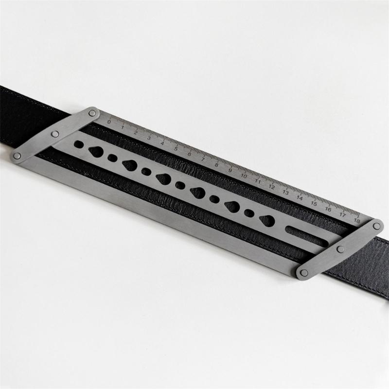 Leather Belt Hole Punching Template Tool Stainless Steel Belt Hole Punching Positioning Guide Ruler with Scale Marking