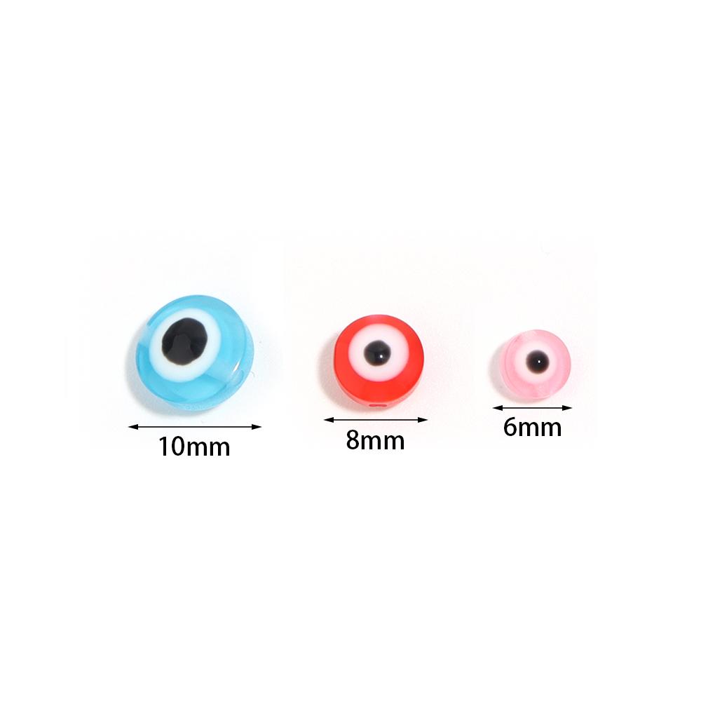 100pcs/lot 6 8 10mm Resin Evil Eye Beads Mix Color Loose Spacer Round Beads For Bracelet Necklace DIY Jewelry Making Accessories