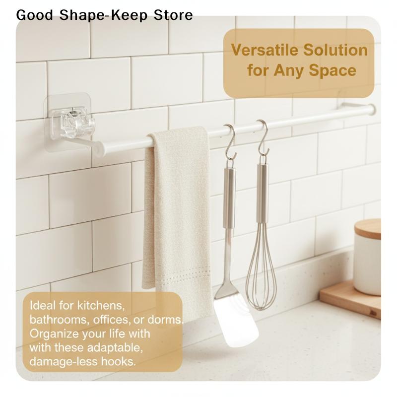 Non Drilling Curtain Rod Hooks 10pcs Household C Shape Curtain Rack Quick Easy Install Holder for Window Drapes and Curtains