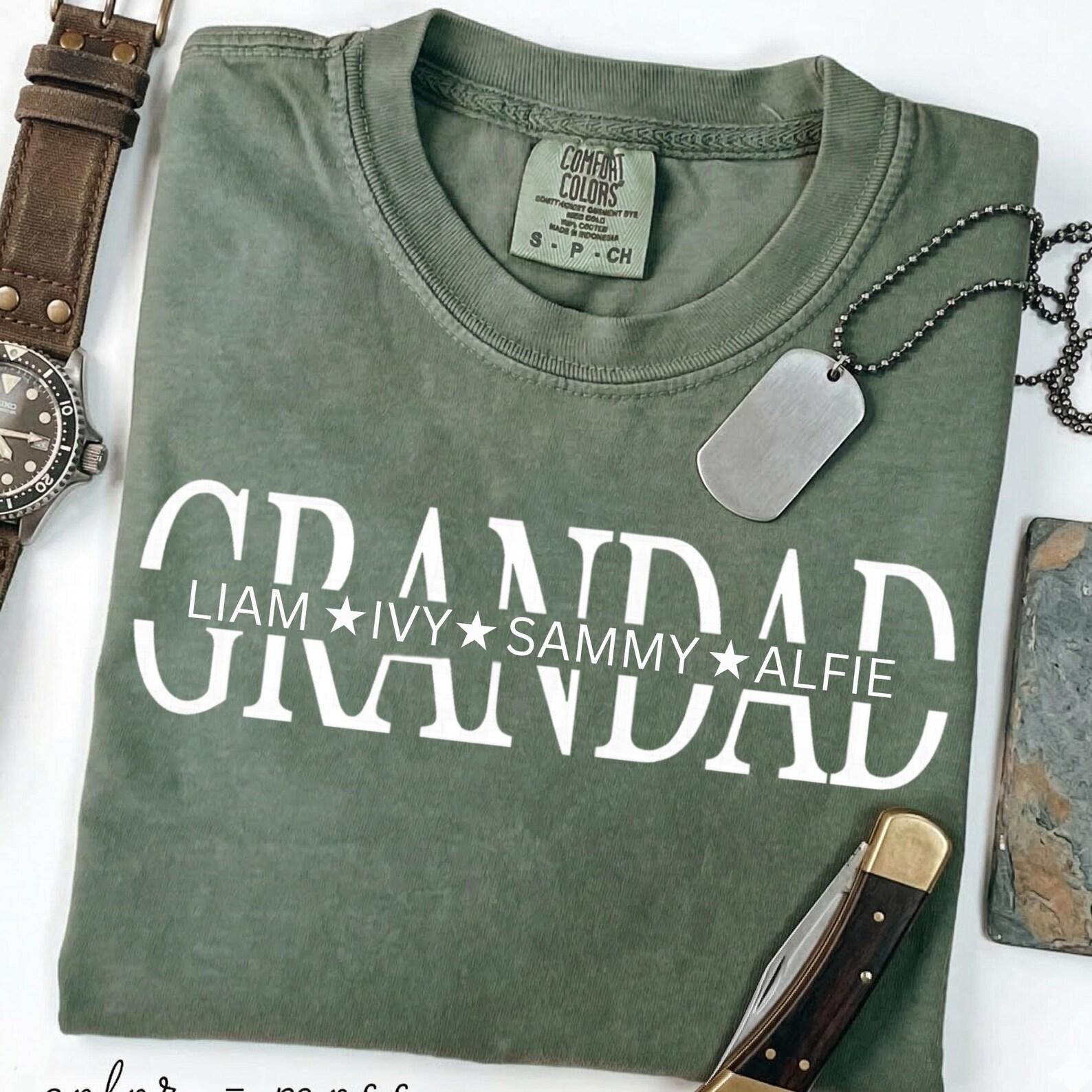 Comfort Colors Custom Personalized Grandpa With Kids Names Birthday Gift Shirt for Grandfather 100