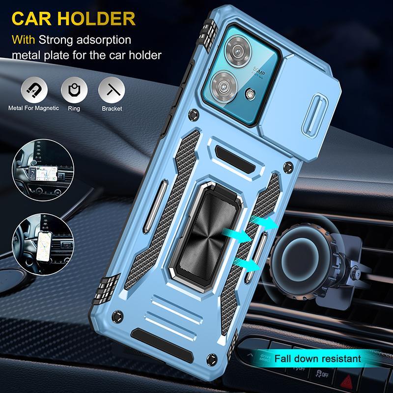 Armor Series For Motorola Edge 40 Neo 5G Case PC+TPU Phone Cover with Kickstand/Lens Shield