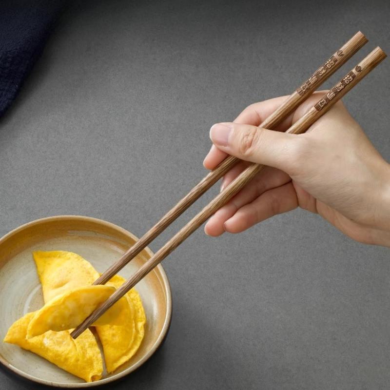 New Family Pack of Rosewood Chopsticks Lacquer-Free, Wax-Free Solid Wood Carved Chopsticks with Blessings
