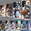 Cute Little Penguin Phone Case For Samsung Galaxy S24 S23 S21 S20 FE S22 S26 Ultra S25 Edge S10 Plus Cover Clear TPU Capa Shell