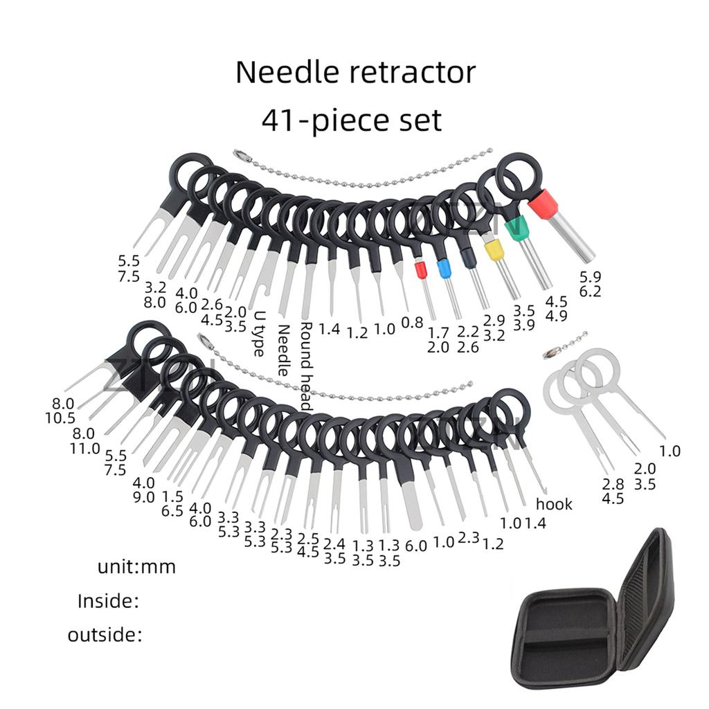 41/38PCS Waterproof Bag Terminal Removal Kit Stylus Wiring Crimp Connector Pin Extractor Puller Extractor Terminal Repair Tools