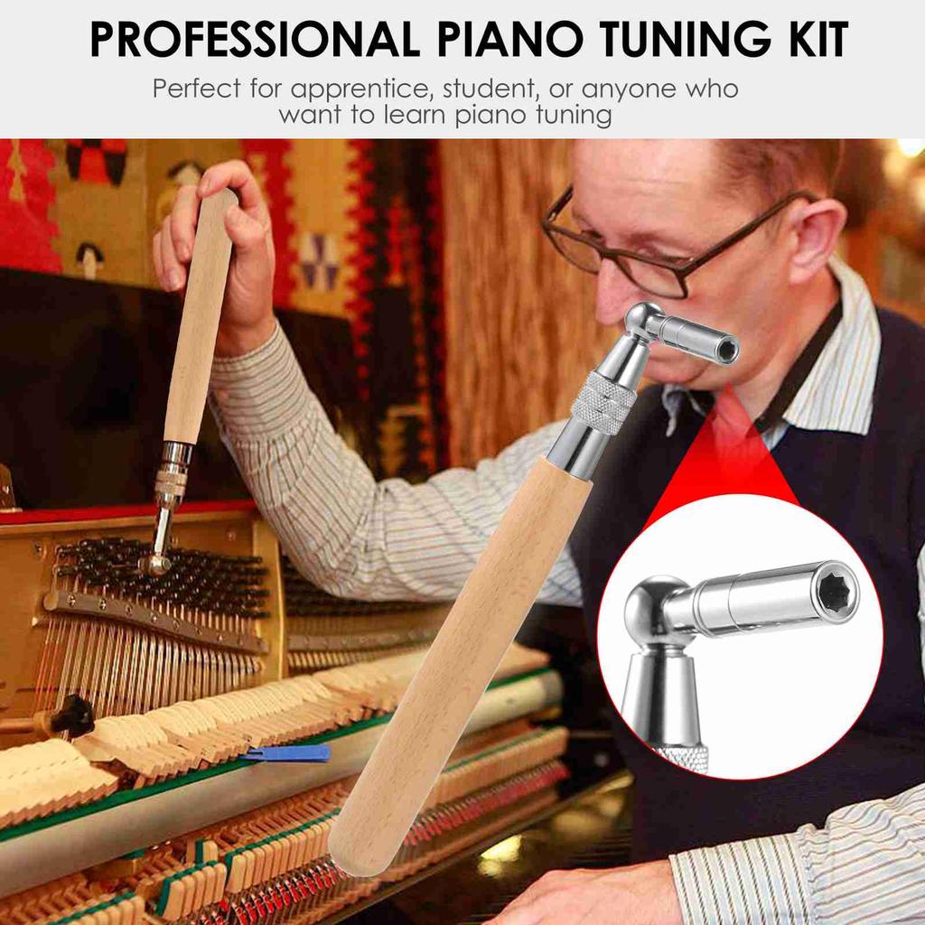 10pcs Piano Tuning Kit Professional Tuning Tools Set Tuning Wrench Long Handle Tuning Wrench Rubber Mutes Temperament